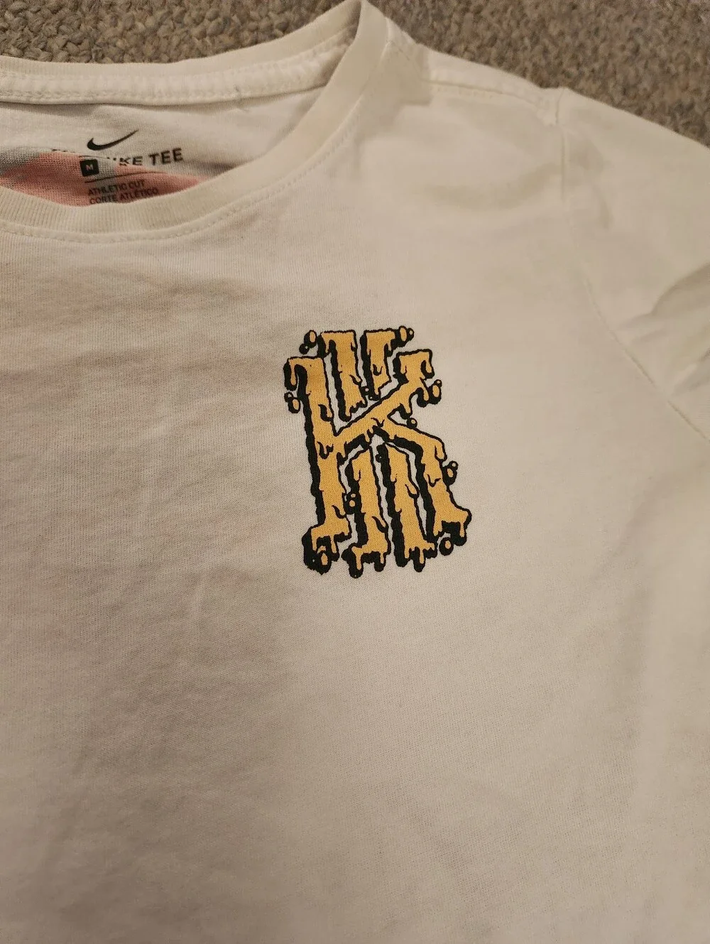 Nike Kids' White Short Sleeve Tee with Yellow Chest Graphic